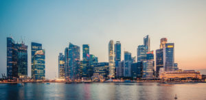 The skyline at Marina Bay, Singapore